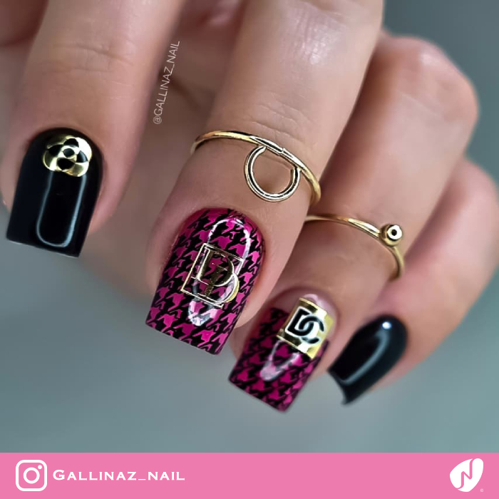 Branded Houndstooth Pattern Nails